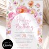 Pink Orange Floral Birthday Brunch Invitation Canva Template | Editable Girl Birthday Party Pink Orange Floral Birthday Brunch Invitation Canva Template | Editable Garden Party Invite | Colorful Wildflower Stationery