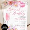 Pink Purple Floral Brunch Bubbly Bridal Shower Invitation | Editable Canva Template | Elegant Spring Flower Garden Party Pink Purple Floral Brunch Bubbly Bridal Shower Invitation | Editable Canva Garden Party Template | Elegant Spring Flower Stationery