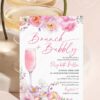 Pink Purple Floral Brunch Bubbly Bridal Shower Invitation | Editable Canva Template | Elegant Spring Flower Garden Party Pink Purple Floral Brunch Bubbly Bridal Shower Invitation | Editable Canva Garden Party Template | Elegant Spring Flower Stationery
