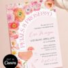 Petals & Prosecco Bridal Shower Invitation | Pink Floral Champagne Theme Invite | Editable Canva Template | Elegant Garden Party