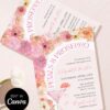 Spring Floral Prosecco Bridal Shower Invitation | Bloom Flowers Garden Invite | Editable Canva Template Spring Floral Prosecco Bridal Shower Invitation | Bloom Flowers Garden Arch Theme | Editable Canva Template