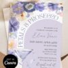 Purple Floral Prosecco Bridal Shower Invitation | Wedding Shower Printables | Editable Canva Template Petals and Prosecco Invite, Lavender Floral Bridal Shower Invitation, Editable Canva Template, Purple and Blue Brunch Card, Wedding Shower Printables, Dreamy Flower Stationery