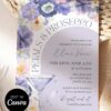 Purple Floral Prosecco Bridal Shower Invitation | Wedding Shower Printables | Editable Canva Template Purple Floral Prosecco Bridal Shower Invitation | Editable Canva Template