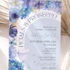 Dusty Blue Petal Prosecco Bridal Shower Invitation Canva Template | Elegant Floral Prosecco Theme Dusty Blue Petal Prosecco Bridal Shower Invitation Canva Template | Elegant Floral Prosecco Theme