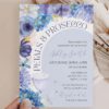 Dusty Blue Petal Prosecco Bridal Shower Invitation Canva Template | Elegant Floral Prosecco Theme Dusty Blue Petal Prosecco Bridal Shower Invitation Canva Template | Elegant Floral Prosecco Theme