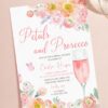 Peach Blush Pink Petals Prosecco Bridal Shower Invitation | Editable Canva Template | Garden Party Brunch Invite