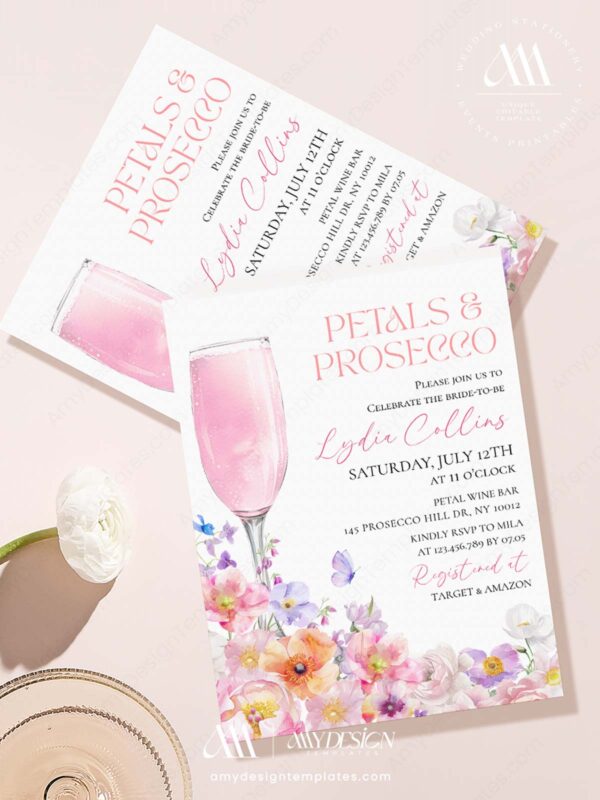 Peach Pink Floral Petals Prosecco Bridal Shower Invitation Template | Editable Canva Brunch Invite | Garden Party Digital Download Peach Pink Floral Petals Prosecco Bridal Shower Invitation Template | Editable Canva Brunch Invite | Garden Party Digital Download