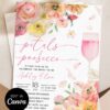 Romantic Garden Floral Petals Prosecco Bridal Shower Invitation Template Editable Canva | Pink Orange Peach Brunch Party Invite