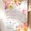 Romantic Garden Floral Petals Prosecco Bridal Shower Invitation Template Editable Canva | Pink Orange Peach Brunch Party Invite