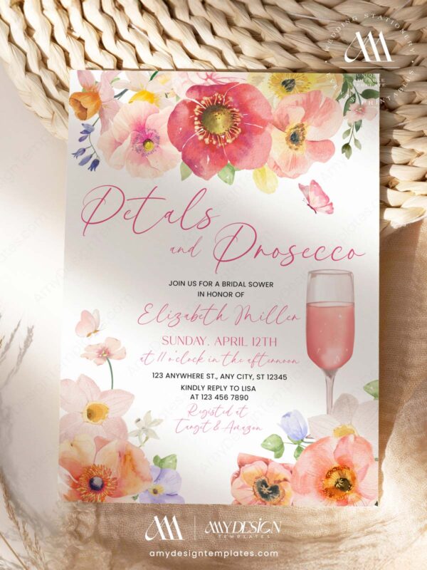 Red Orange Floral Petals Prosecco Bridal Shower Invitation Canva Template | Editable Vibrant Summer Shower Shower Brunch Invite Red Orange Floral Petals Prosecco Bridal Shower Invitation Canva Template | Editable Shower Brunch Invite | Vibrant Summer Stationery