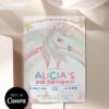Enchanted Rainbow Unicorn Birthday Party Invitation | Pastel Girls Birthday Celebration Enchanted Rainbow Unicorn Birthday Party Invitation | Soft Pastel Birthday Invite | Editable Canva Template | Girls Birthday Celebration