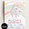 Enchanted Rainbow Unicorn Birthday Party Invitation | Pastel Girls Birthday Celebration Enchanted Rainbow Unicorn Birthday Party Invitation | Soft Pastel Birthday Invite | Editable Canva Template | Girls Birthday Celebration