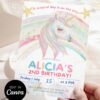 Enchanted Rainbow Unicorn Birthday Party Invitation | Pastel Girls Birthday Celebration Enchanted Rainbow Unicorn Birthday Party Invitation | Soft Pastel Birthday Invite | Editable Canva Template | Girls Birthday Celebration