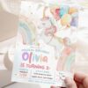 Fairytale Unicorn Birthday Invitation Balloon Party | Unicorn Invite Editable Canva Template | Whimsical Girls Birthday