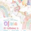 Fairytale Unicorn Birthday Invitation Balloon Party | Unicorn Invite Editable Canva Template | Whimsical Girls Birthday