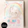 Moonlight Rainbow Unicorn Birthday Invitation Card Printable | Whimsical Unicorn Party Invite Canva Template | Fairytale Girls Birthday Design