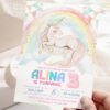 Moonlight Rainbow Unicorn Birthday Invitation Card Printable | Whimsical Unicorn Party Invite Canva Template | Fairytale Girls Birthday Design