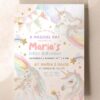 Unicorn Dreamland Birthday Invite Printable Template | Pastel Rainbow Girls Party Invitation Canva