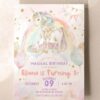 Pastel Rainbow Unicorn Birthday Invitation | Girls Birthday Unicorn Theme Party Pastel Rainbow Unicorn Birthday Invitation | Girls Birthday Unicorn Theme | Fully Editable in Canva | Girls Party Invite