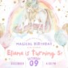Pastel Rainbow Unicorn Birthday Invitation | Girls Birthday Unicorn Theme | Fully Editable in Canva | Girls Party Invite