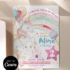 Unicorn Castle Birthday Invitation Card Rainbow Colorful | Editable Princess Pink Fairytale Girls Invitation Unicorn Castle Birthday Invitation Card Rainbow Colorful | Editable Princess Pink Fairytale Girls Invitation