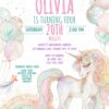 Editable Unicorn Elegant Birthday Invitation Card Canva Template | Sparkly Balloon Party Pastel Girls Invitation