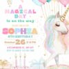 Colorful Unicorn Birthday Cake Party Invitation Card | Magical Unicorn Girls Invite Printables