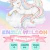 Editable Pastel Unicorn Sleeping on Cloud Birthday Invite | Starry Girls Invitation Canva Template Editable Pastel Unicorn Sleeping on Cloud Birthday Invite | Starry Girls Invitation Canva Template
