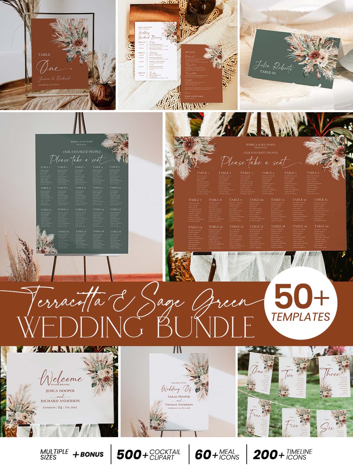 Rustic Boho Terracotta Sage Green Wedding Invitation Template Bundle | DIY Wedding Stationery Bundles Printable | Earthy Desert Rustic Boho Terracotta Sage Green Wedding Invitation Template Bundle | DIY Wedding Stationery Bundles Printable | Earthy Desert