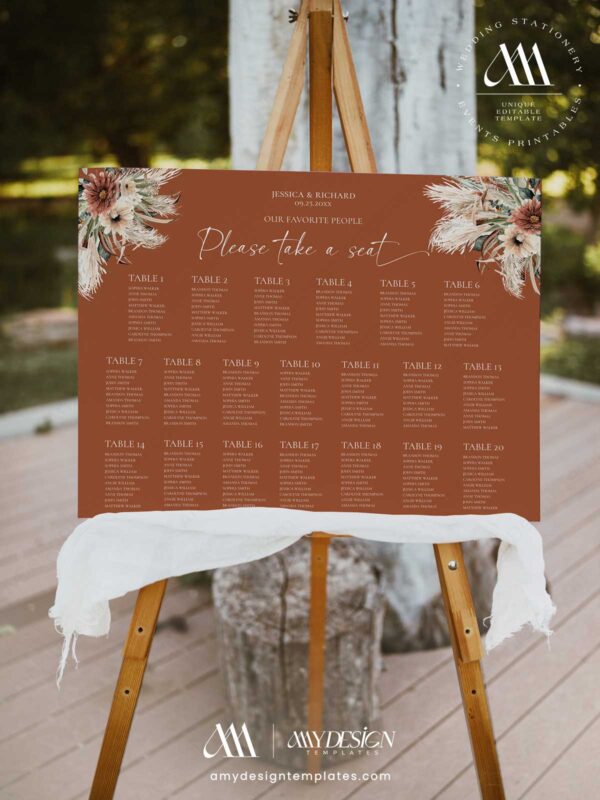 Rustic Boho Terracotta Sage Green Wedding Invitation Template Bundle | DIY Wedding Stationery Bundles Printable | Earthy Desert Seating Chart Sign Horizontal Printable Rustic Boho Terracotta Sage Green Wedding Invitation Template Bundle | DIY Wedding Stationery Bundles Printable | Earthy Desert