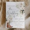 Greenery Western Boho Wedding Invitation Template | Rustic Country Boots | Sage Green Desert Wedding Invite Greenery Western Boho Wedding Invitation Template | Rustic Country Boots | Sage Green Desert Wedding Invite