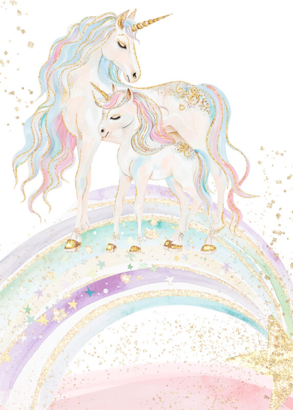 Free Unicorn Birthday Party Invitation Card Blank Background Templates 