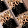 Elegant Gold Black 50th Birthday Invitation Card | Editable Canva Template