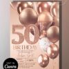 Modern Rose Gold 30th 40th 50th Birthday Invitation Card | Editable Canva Template
