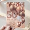 Modern Rose Gold 30th 40th 50th Birthday Invitation Card | Editable Canva Template