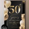 Luxury Black Gold 50th Birthday Invite Template | Editable Birthday Invitation | Canva Template Luxury Black Gold 50th Birthday Invite Template | Editable Birthday Invitation | Canva Template