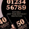 Rose Gold Black 50th Birthday Party Invitation Canva Template | 30th 40th Birthday Printable Card Rose Gold Black 50th Birthday Party Invitation Canva Template | 30th 40th Birthday Printable Card