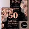 Luxury Rose Gold 30th 40th 50th Birthday Invitation Card Canva Template | Elegant Rose Gold Birthday Editable Any Age Luxury Rose Gold 30th 40th 50th Birthday Invitation Card Canva Template | Elegant Rose Gold Birthday Editable Any Age