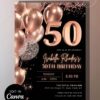 Luxury Rose Gold 30th 40th 50th Birthday Invitation Card Canva Template | Elegant Rose Gold Birthday Editable Any Age Luxury Rose Gold 30th 40th 50th Birthday Invitation Card Canva Template | Elegant Rose Gold Birthday Editable Any Age