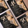 Minimalist Black Gold 30th 40th 50th Birthday Invitation | Elegant Any Age Birthday Card | Editable Canva Template Minimalist Black Gold 30th 40th 50th Birthday Invitation | Elegant Any Age Birthday Card | Editable Canva Template