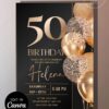 Minimalist Black Gold 30th 40th 50th Birthday Invitation | Elegant Any Age Birthday Card | Editable Canva Template Minimalist Black Gold 30th 40th 50th Birthday Invitation | Elegant Any Age Birthday Card | Editable Canva Template