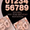 Sparkling Rose Gold 30th 40th 50th Birthday Invitation | Elegant Any Age Birthday Card Canva Template Sparkling Rose Gold 30th 40th 50th Birthday Invitation | Elegant Any Age Birthday Card Canva Template