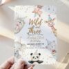 Wild and Three Animal Party Birthday Invitation Canva Template Editable | Safari Friends Animals Birthday Invite Printable Wild and Three Animal Party Birthday Invitation Canva Template Editable | Safari Friends Animals Birthday Invite Printable