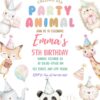 Colorful Animal Birthday Party Invitation Template | Safari Friends Birthday Invite Card Canva Editable Colorful Animal Birthday Party Invitation Template | Safari Friends Birthday Invite Card Canva Editable