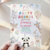 Colorful Animal Birthday Party Invitation Template | Safari Friends Birthday Invite Card Canva Editable
