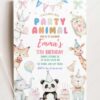 Colorful Animal Birthday Party Invitation Template | Safari Friends Birthday Invite Card Canva Editable