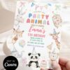 Colorful Animal Birthday Party Invitation Template | Safari Friends Birthday Invite Card Canva Editable