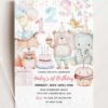 Sweet One 1st Birthday Invitation Card Template | Adorable Baby Animal Party Invite | Editable Canva Template Sweet One 1st Birthday Invitation Card Template | Adorable Baby Animal Party Invite | Editable Canva Template