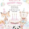 Safari Animal Birthday Invitation for Kids | Whimsical Baby Birthday Party Theme | Editable Canva Template Safari Animal Birthday Invitation for Kids | Whimsical Baby Birthday Party Theme | Editable Canva Template