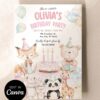 Safari Animal Birthday Invitation for Kids | Whimsical Baby Birthday Party Theme | Editable Canva Template Safari Animal Birthday Invitation for Kids | Whimsical Baby Birthday Party Theme | Editable Canva Template